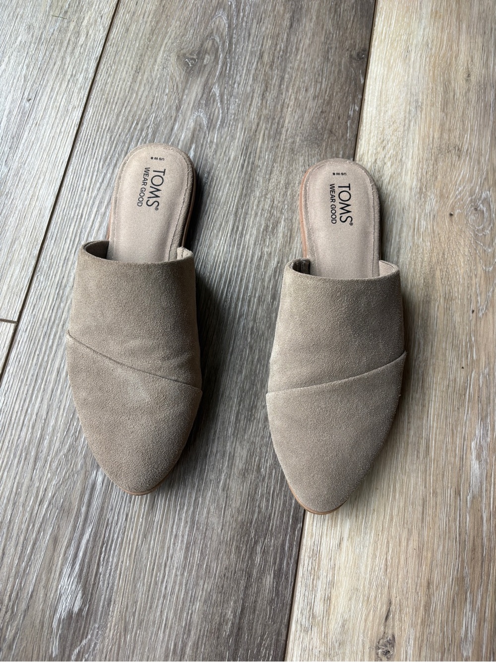 TOMS Women's Taupe Suede Slip-On Mules 8